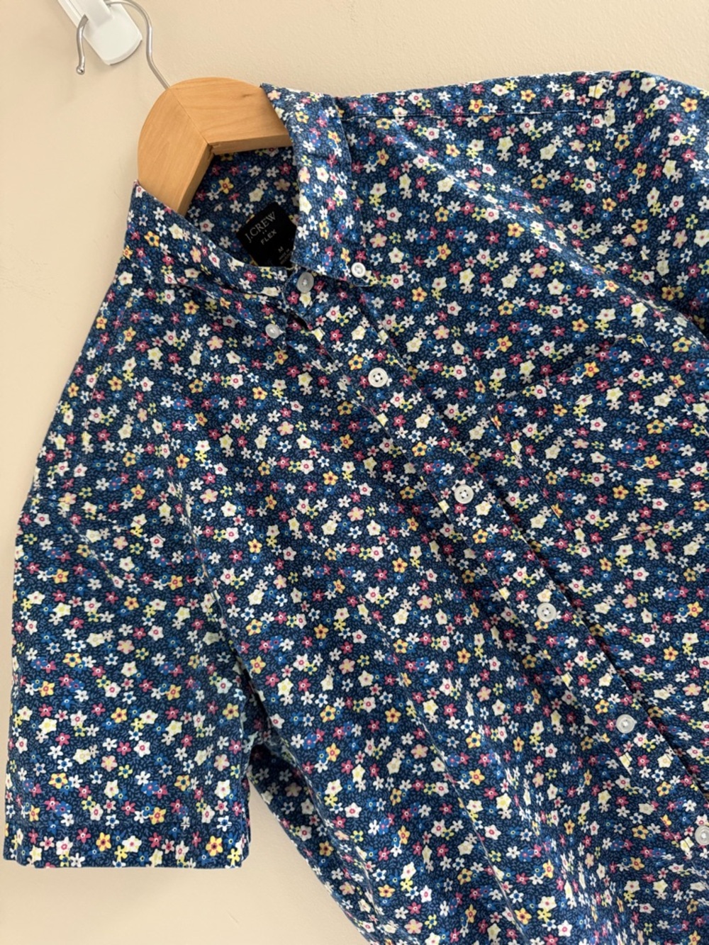 J. Crew Navy Floral Short-Sleeve Button-Down Shirt